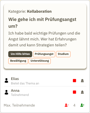 Themen-Detailansicht mit Teilnehmendenliste