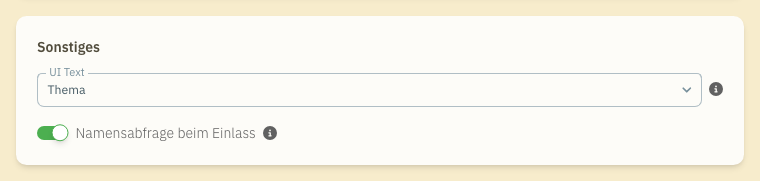 Event-Einstellungen: Sonstiges