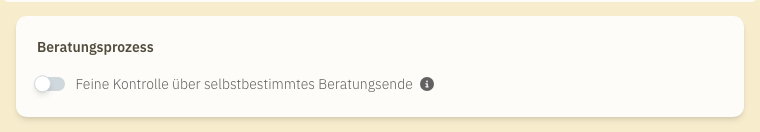 Event-Einstellungen: Beratungsprozess