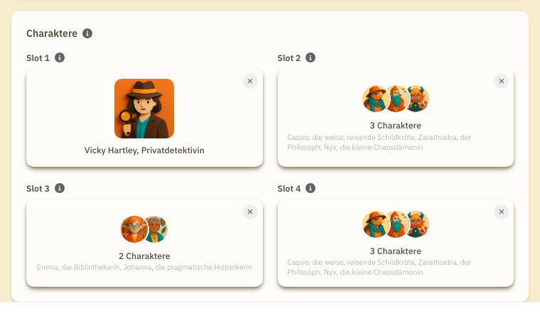 Event-Einstellungen: Charaktere