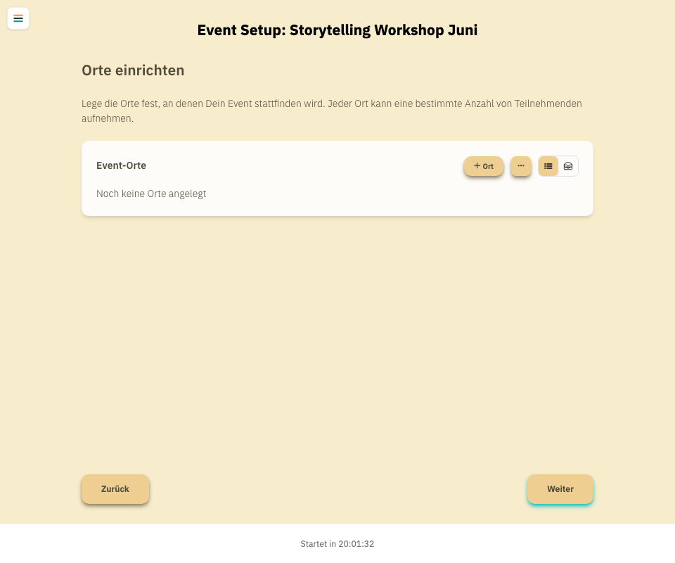 Orte-Konfiguration im Erstellungsassistenten