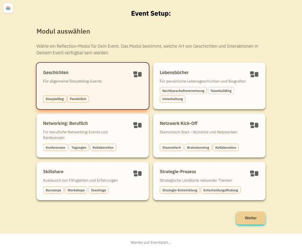 Modulauswahl im Erstellungsassistenten